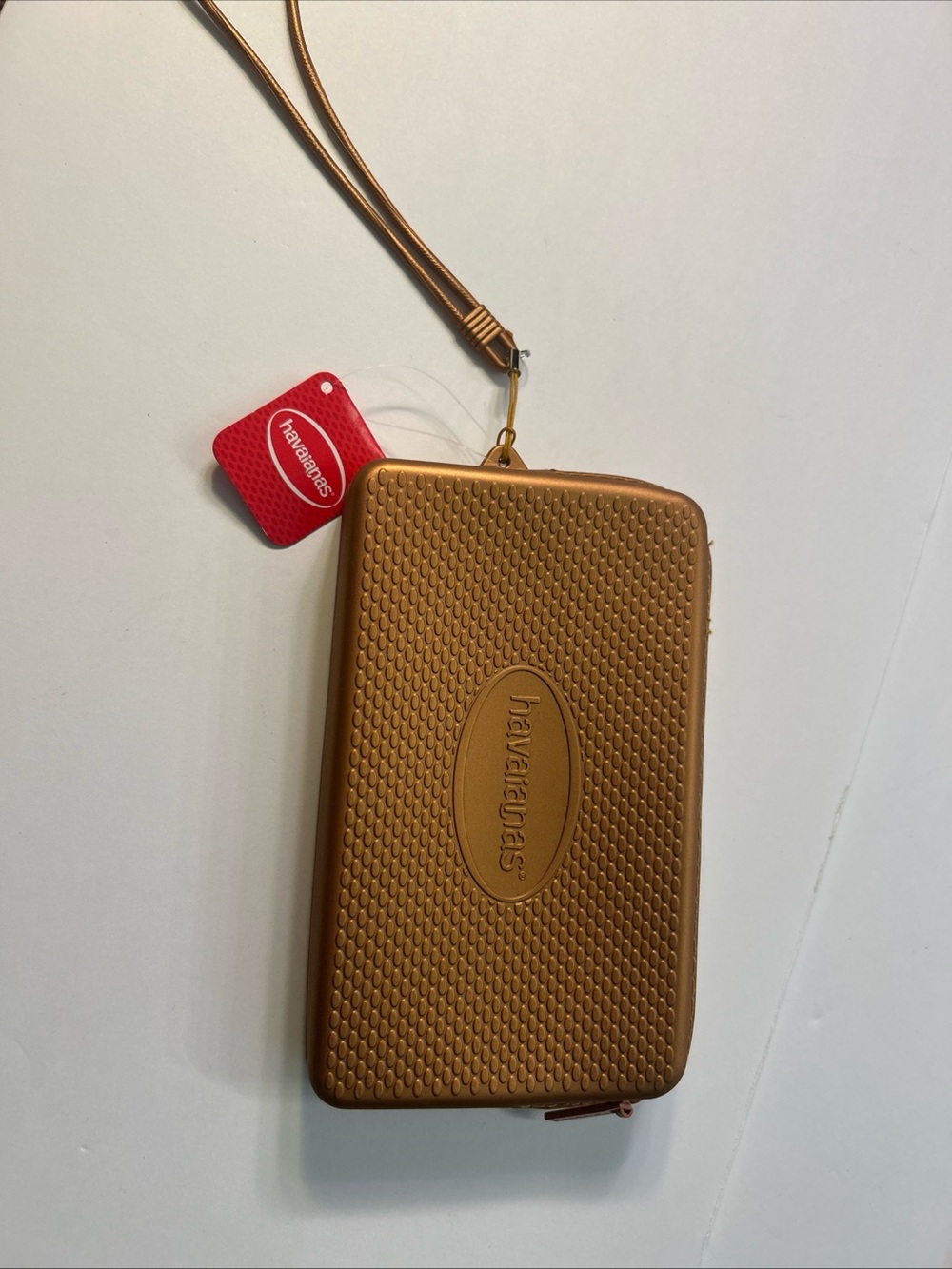 Havaianas Mini Bag Wristlet Rubber, Water-Resistant, Metallic Copper Color NWT